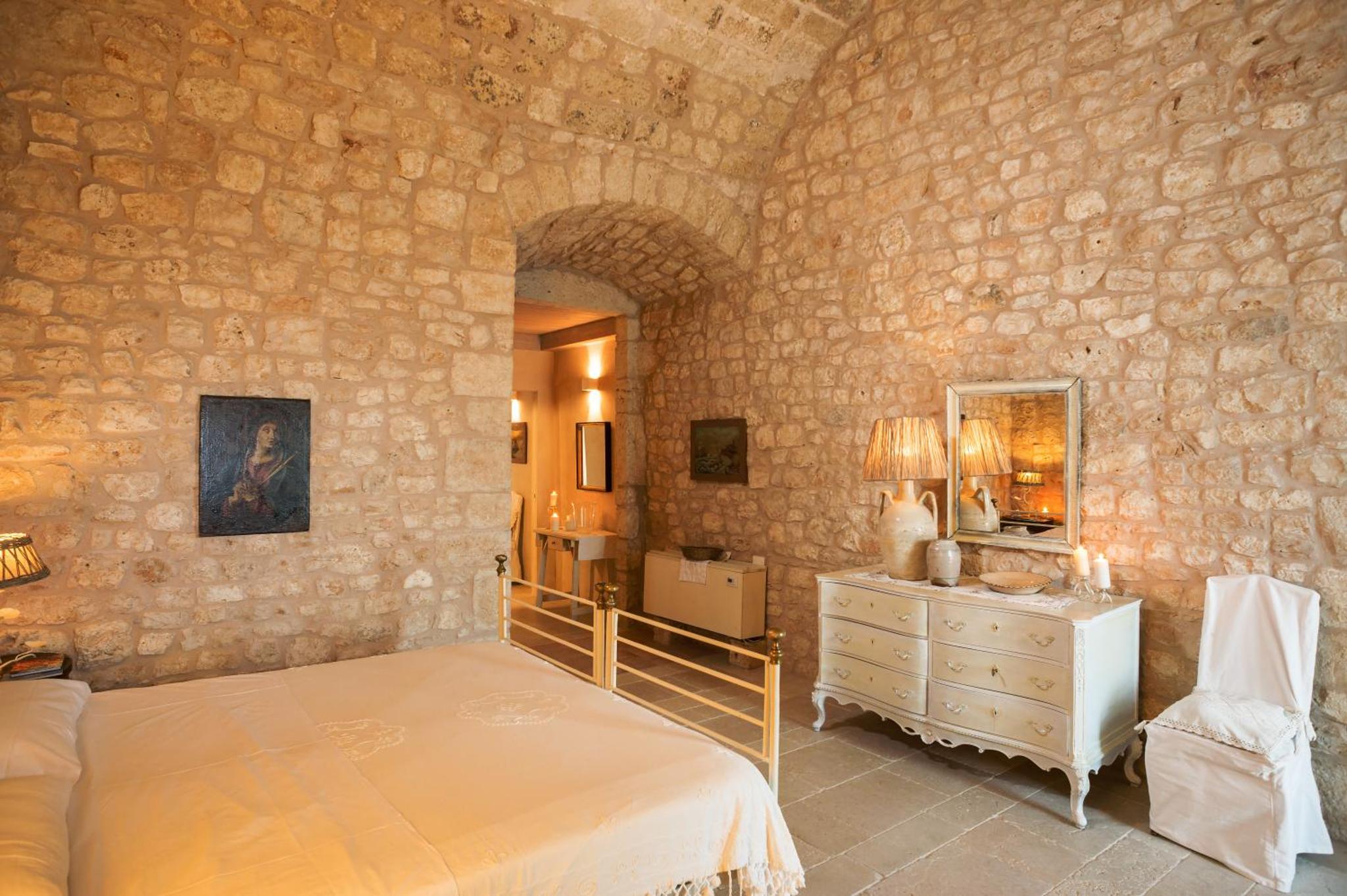 A vaulted bedroom
